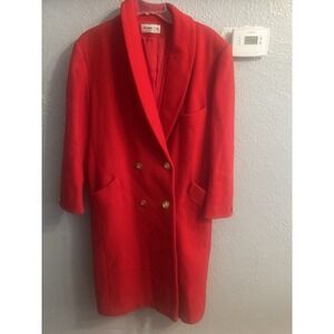Herman Kay Gold Buttons Red Wool Vintage‎ Long Coat Women's Size 4